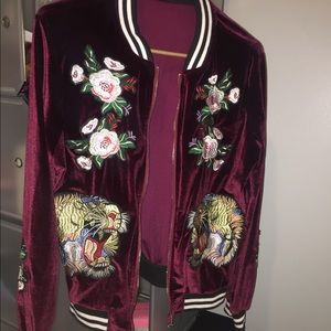 Burgundy velvet jacket